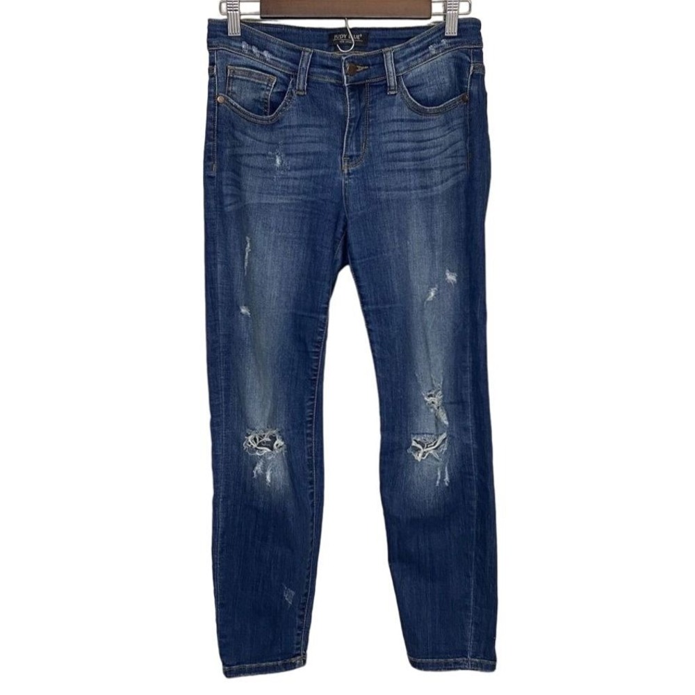 JUDY BLUE Relaxed‎ Fit Jeans Denim Mid Rise Size 7/28 Distressed